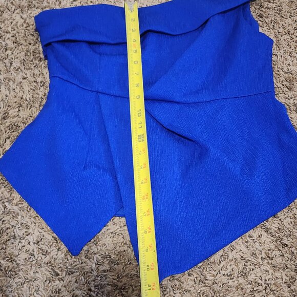 Women's One Shoulder Asymmetrical Top Blue Color Size Medium Special Occasions - Picture 5 of 8